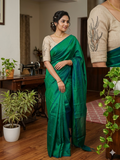 luxurious green dual-tone handloom saree